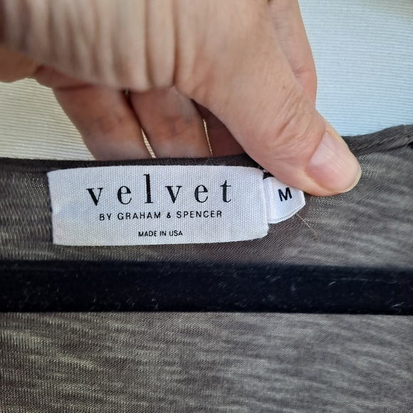 Velvet by Graham & Spencer Gray Studded Long Sleeve Slub Tee T-shirt Dolman szM - Picture 5 of 9